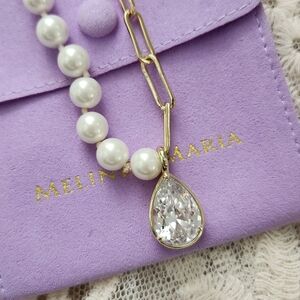 Melinda Maria "Samantha" Half Chain Pearl Pendant Necklace [BRAND NEW!]